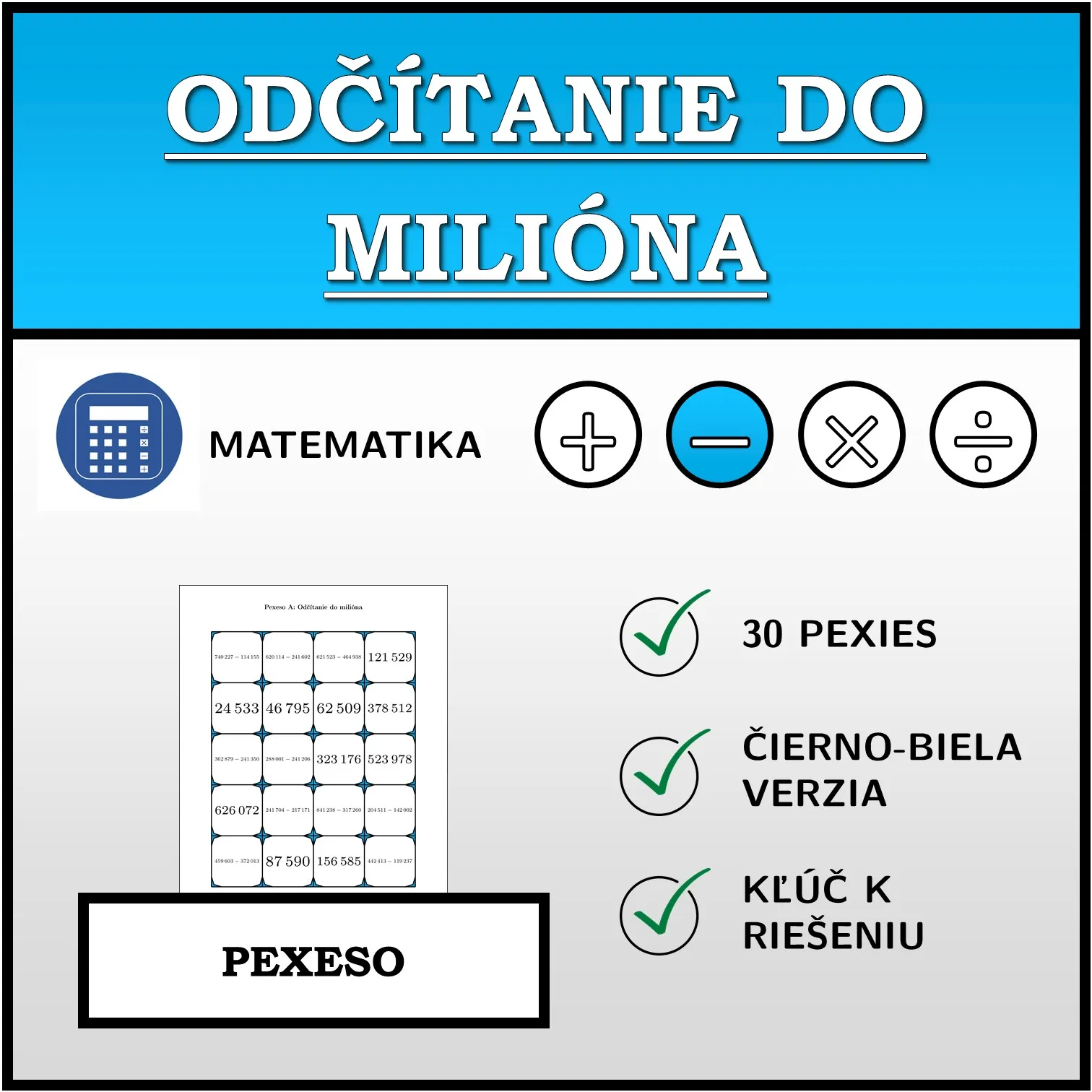 Pexeso: Odčítanie do milióna