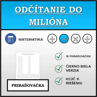 Priraďovačka: Odčítanie do milióna