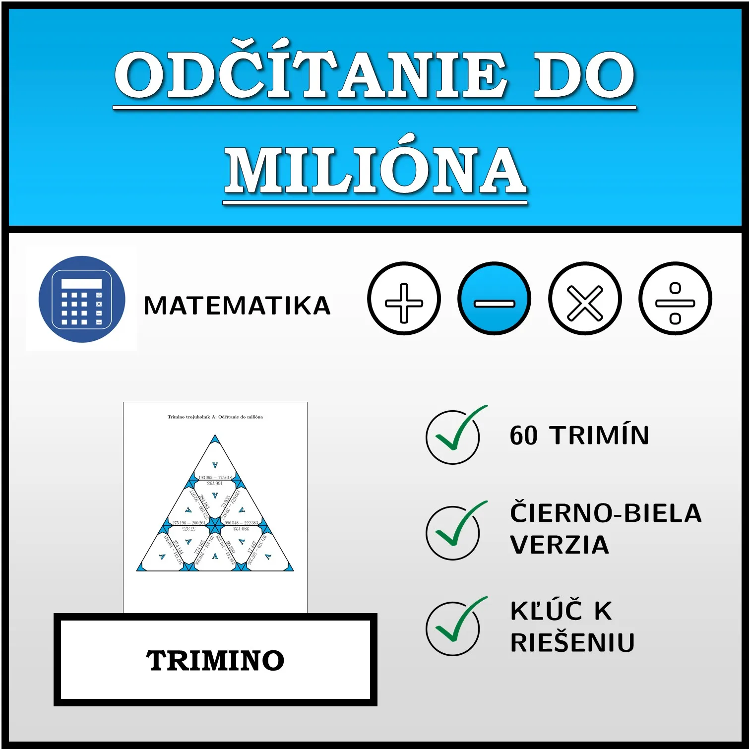 Trimino: Odčítanie do milióna