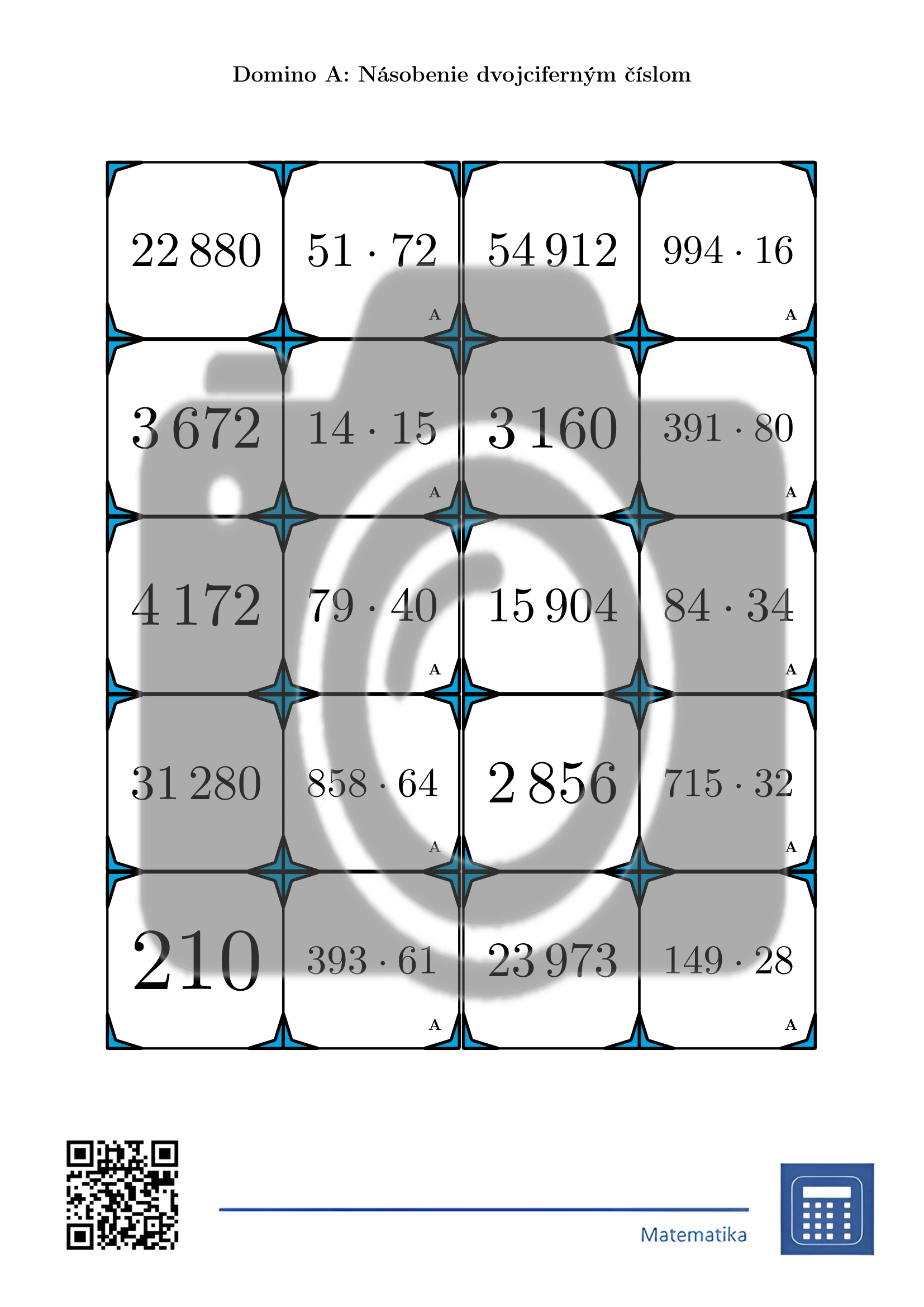 Domino: Násobenie dvojciferným číslom – Obrázok 2