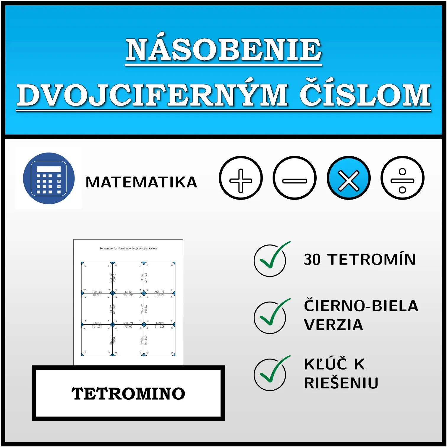 Tetromino: Násobenie dvojciferným číslom