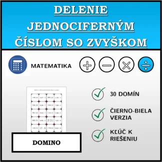 Domino: Delenie jednociferným číslom so zvyškom