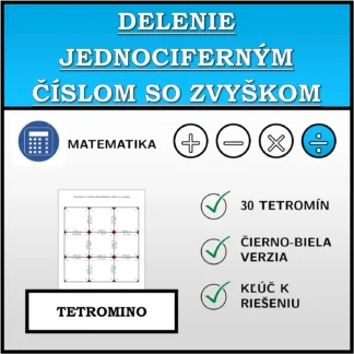 Tetromino: Delenie jednociferným číslom so zvyškom