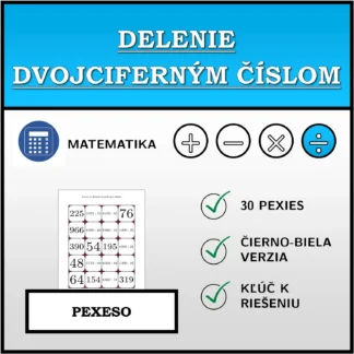 Pexeso: Delenie dvojciferným číslom