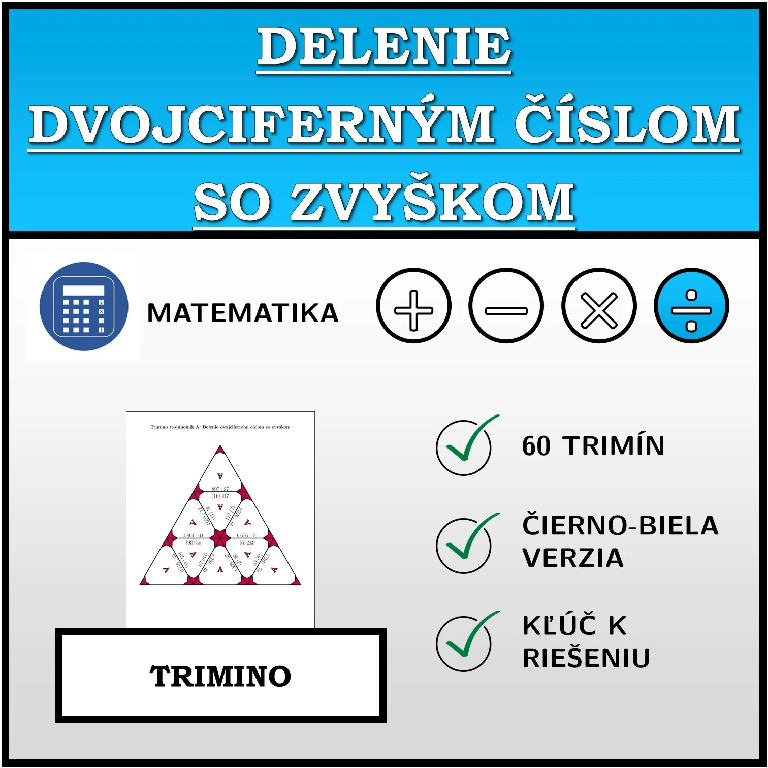 Trimino: Delenie dvojciferným číslom so zvyškom