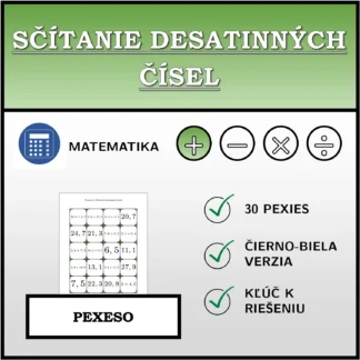 Pexeso: Sčítanie desatinných čísel