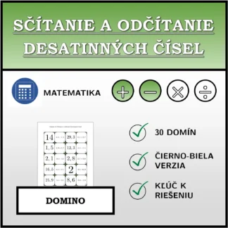 Domino: Sčítanie a odčítanie desatinných čísel