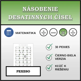Pexeso: Násobenie desatinných čísel