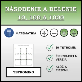 Tetromino: Násobenie a delenie 10, 100 a 1000