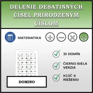 Domino: Delenie desatinných čísel prirodzeným číslom