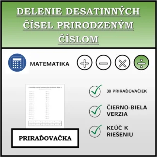 Priraďovačka: Delenie desatinných čísel prirodzeným číslom
