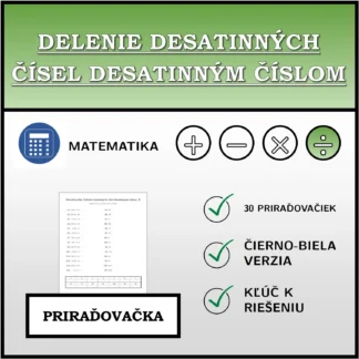 Priraďovačka: Delenie desatinných čísel desatinným číslom