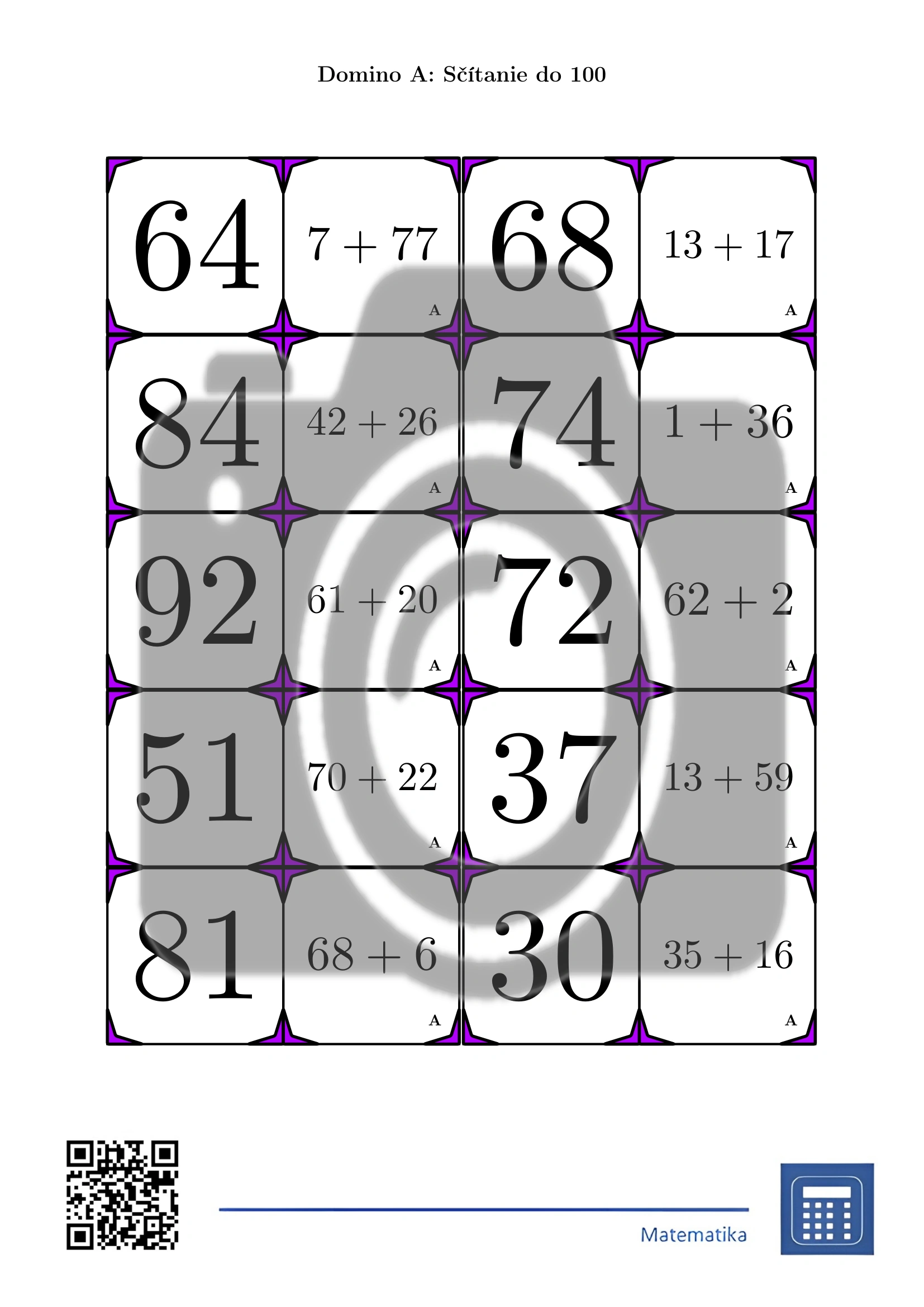 Domino: Sčítanie do 100 – Obrázok 2