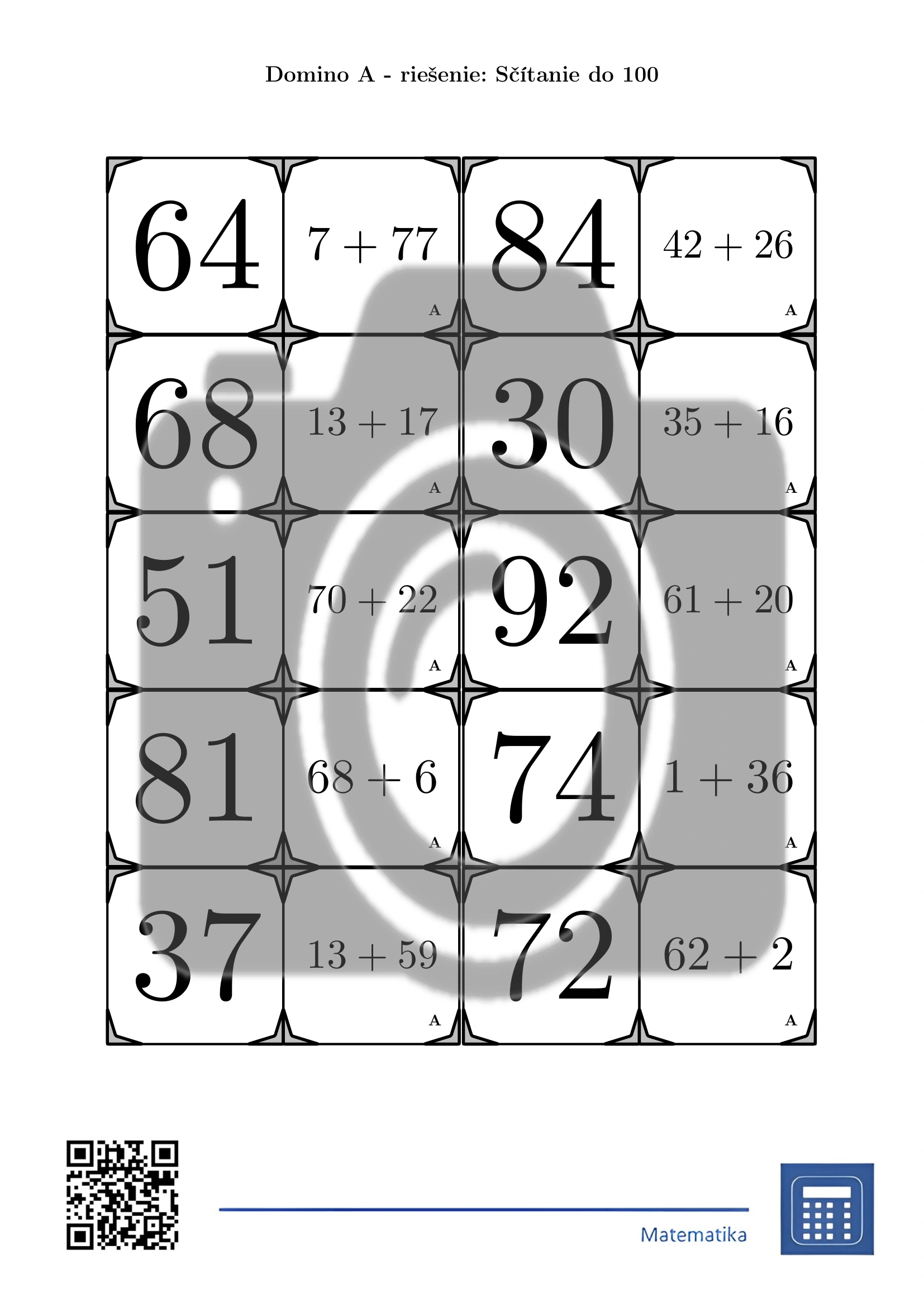 Domino: Sčítanie do 100 – Obrázok 4