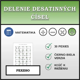 Pexeso: Delenie desatinných čísel