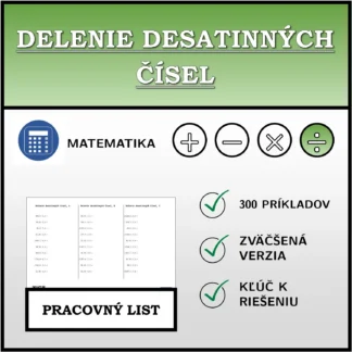 Pracovný list: Delenie desatinných čísel