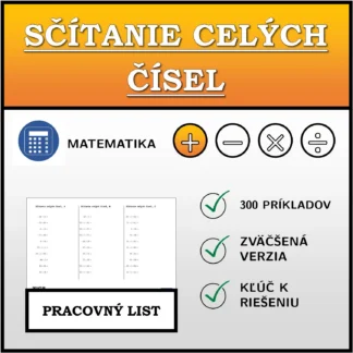 Pracovný list: Sčítanie celých čísel