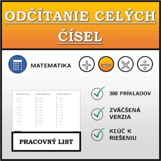 Pracovný list: Odčítanie celých čísel