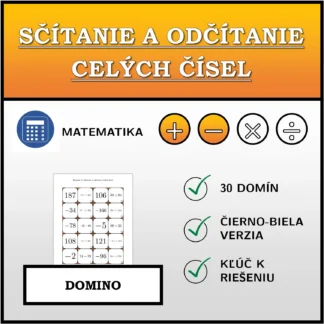 Domino: Sčítanie a odčítanie celých čísel