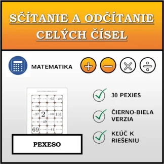 Pexeso: Sčítanie a odčítanie celých čísel