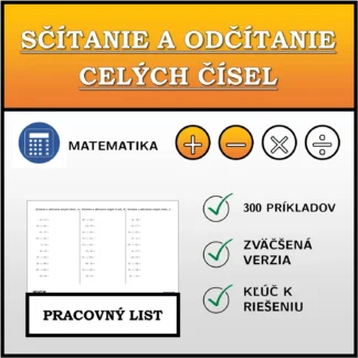 Pracovný list: Sčítanie a odčítanie celých čísel