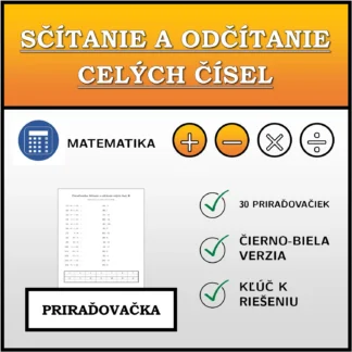 Priraďovačka: Sčítanie a odčítanie celých čísel