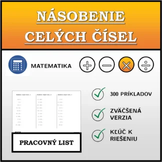 Pracovný list: Násobenie celých čísel
