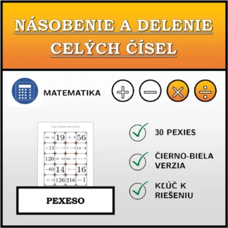 Pexeso: Násobenie a delenie celých čísel