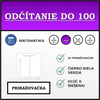 Priraďovačka: Odčítanie do 100