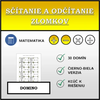Domino: Sčítanie a odčítanie zlomkov