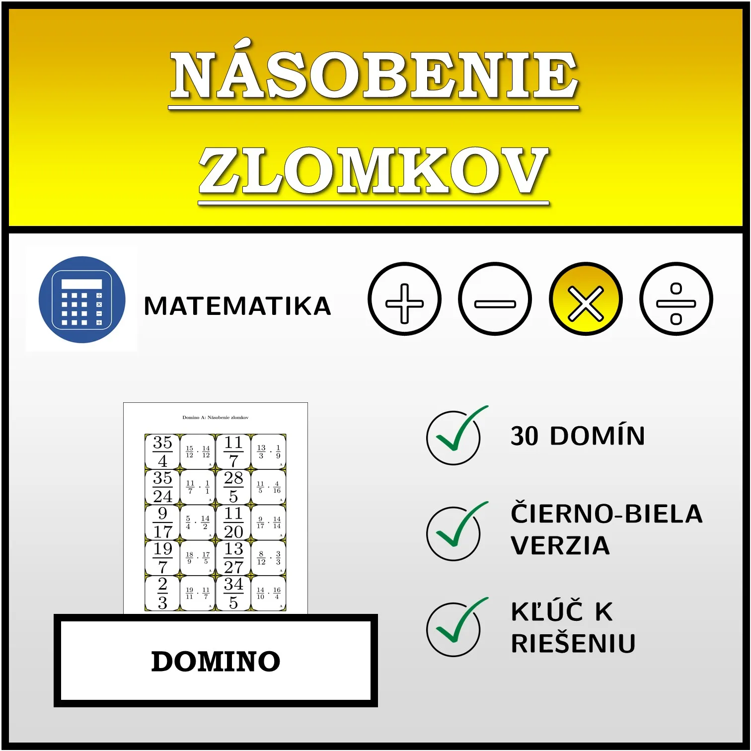 Domino: Násobenie zlomkov