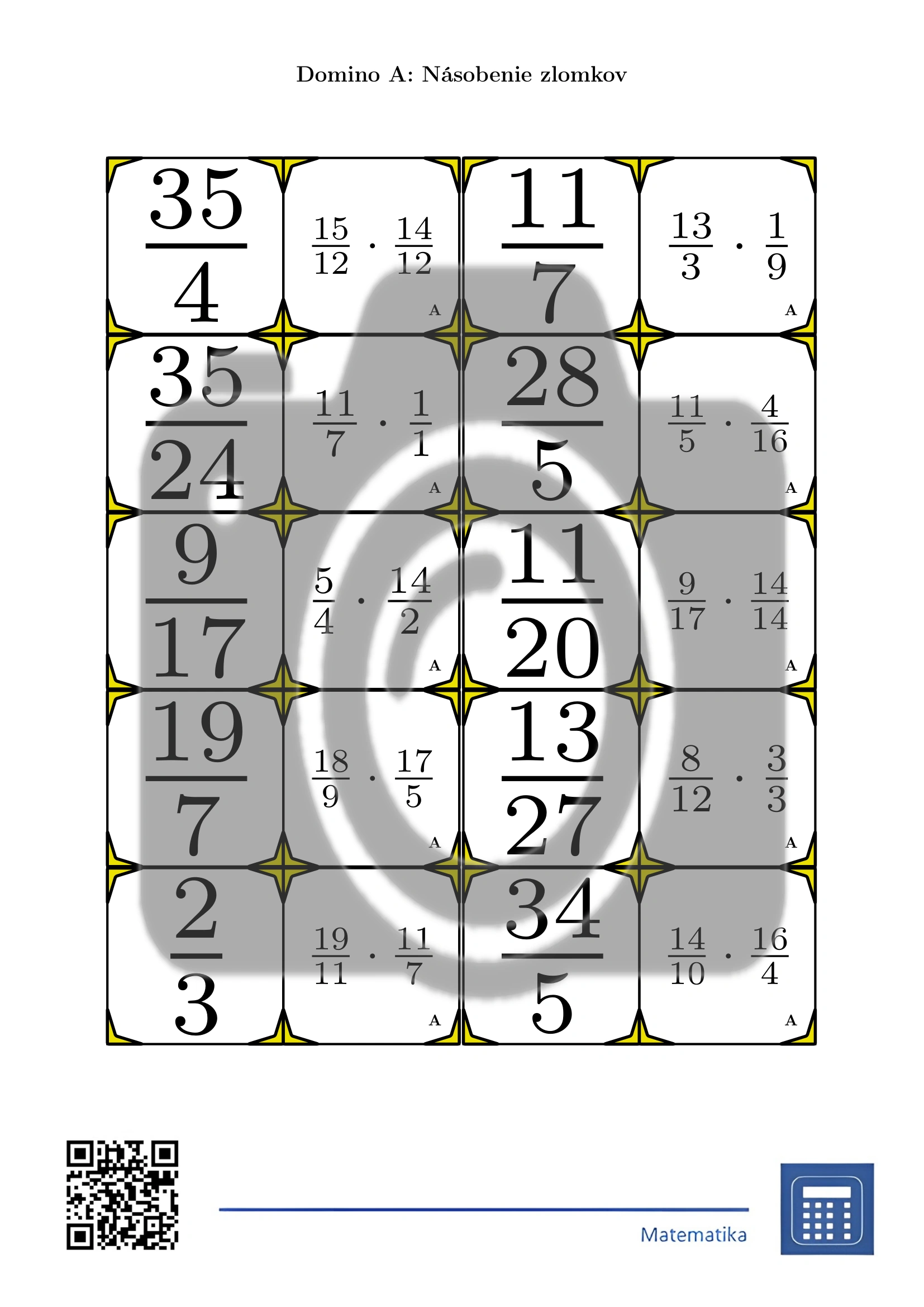 Domino: Násobenie zlomkov – Obrázok 2