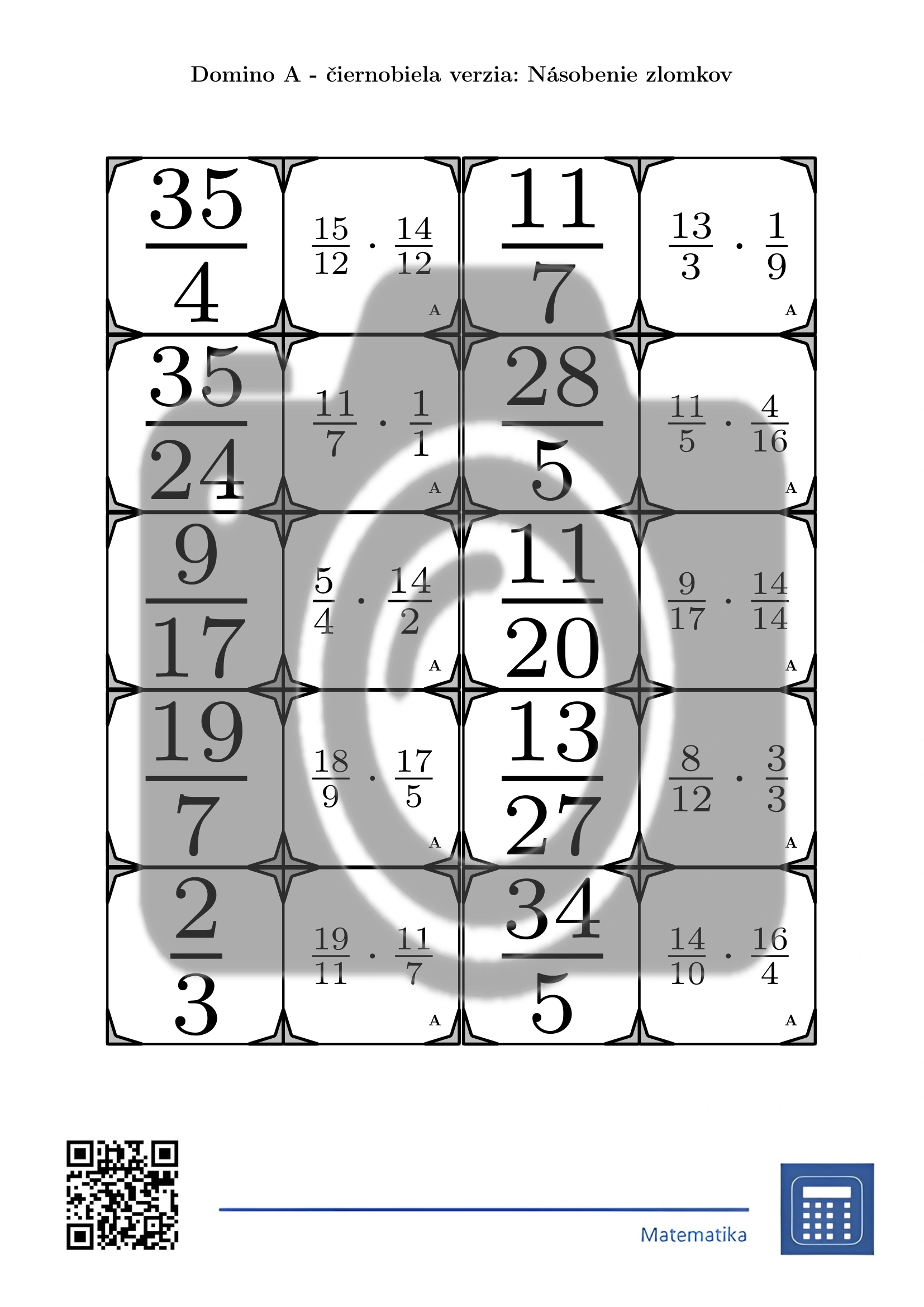 Domino: Násobenie zlomkov – Obrázok 3
