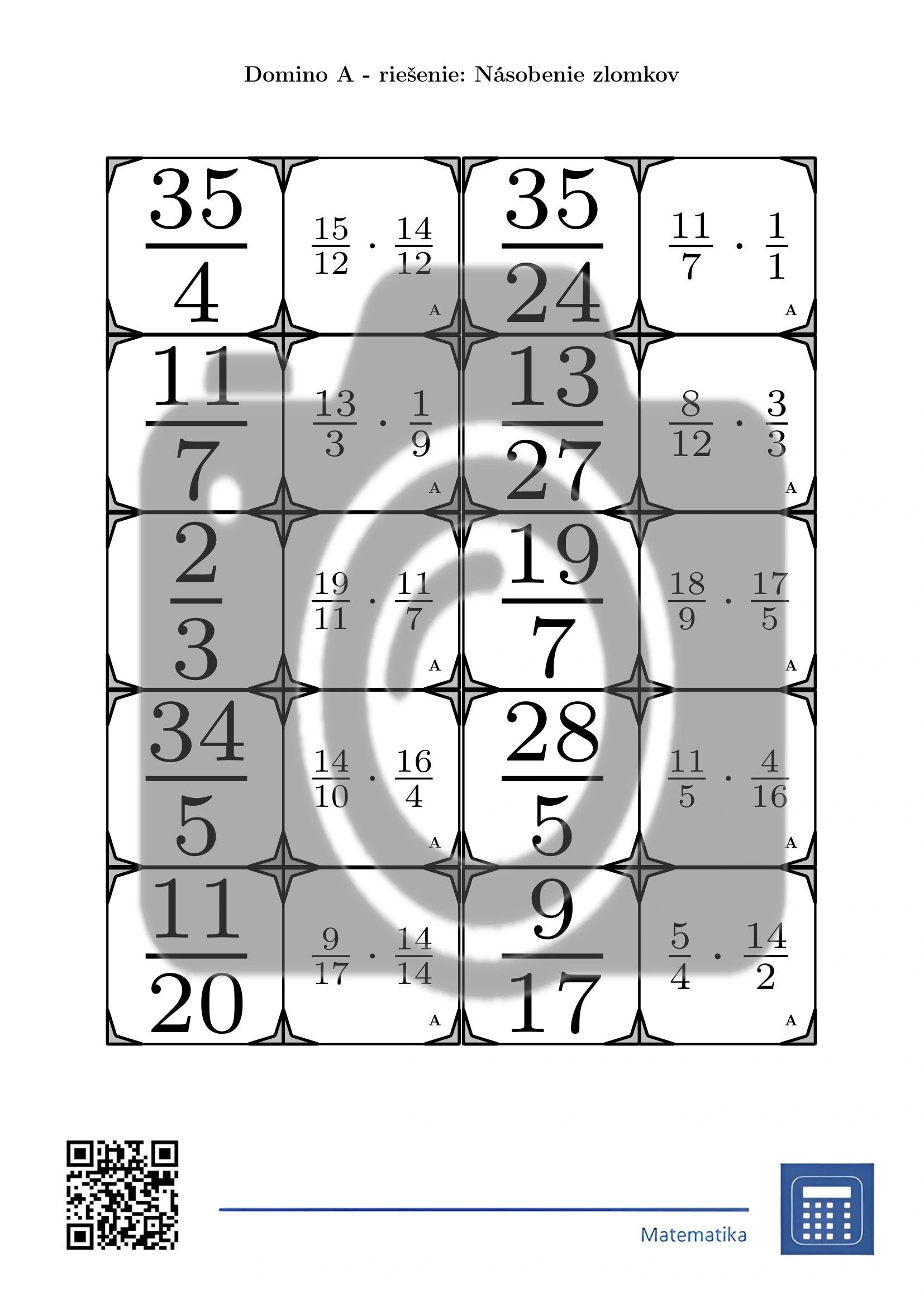 Domino: Násobenie zlomkov – Obrázok 4