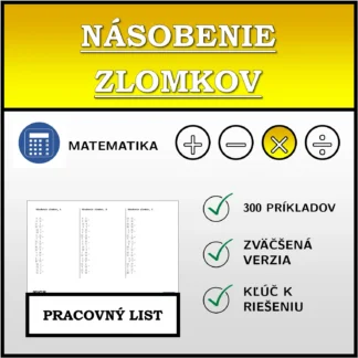 Pracovný list: Násobenie zlomkov