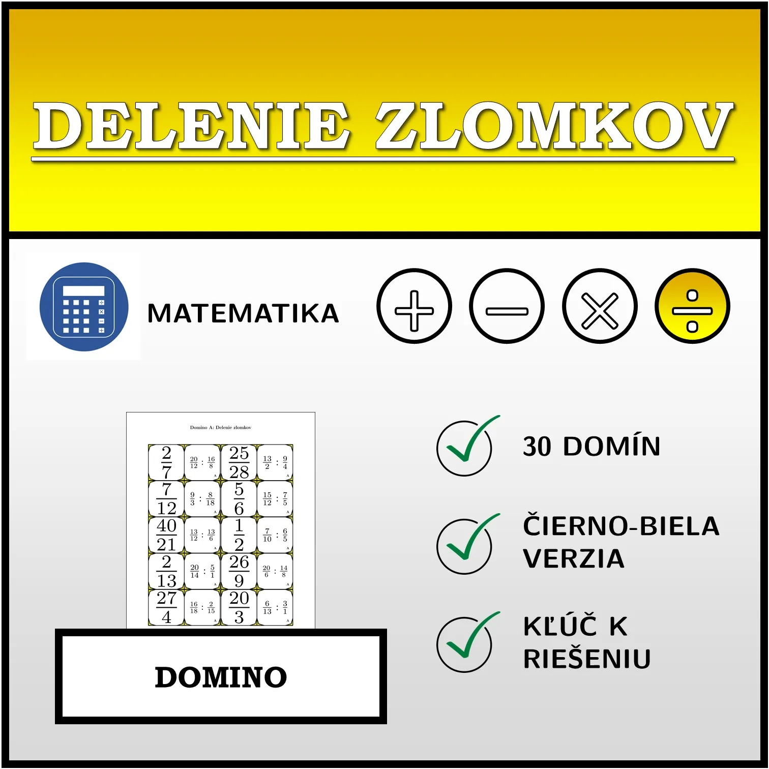 Domino: Delenie zlomkov