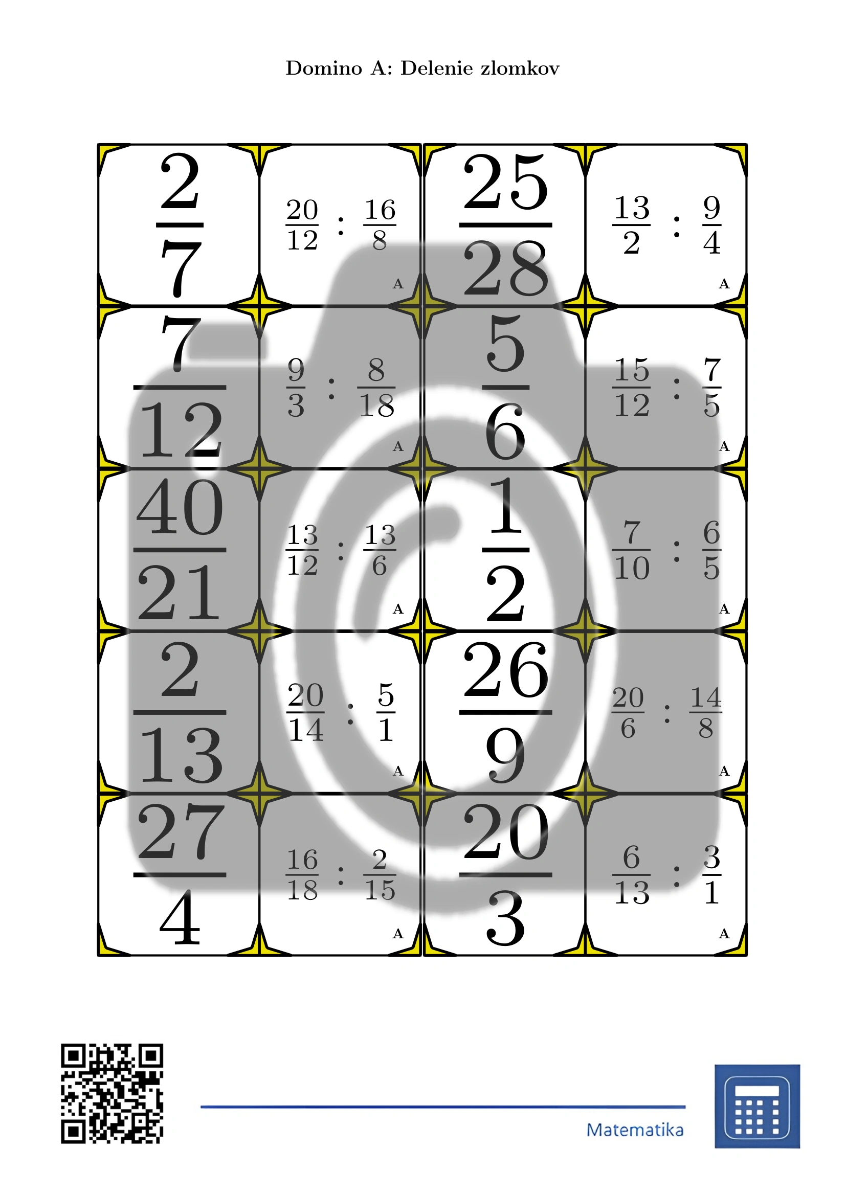 Domino: Delenie zlomkov – Obrázok 2