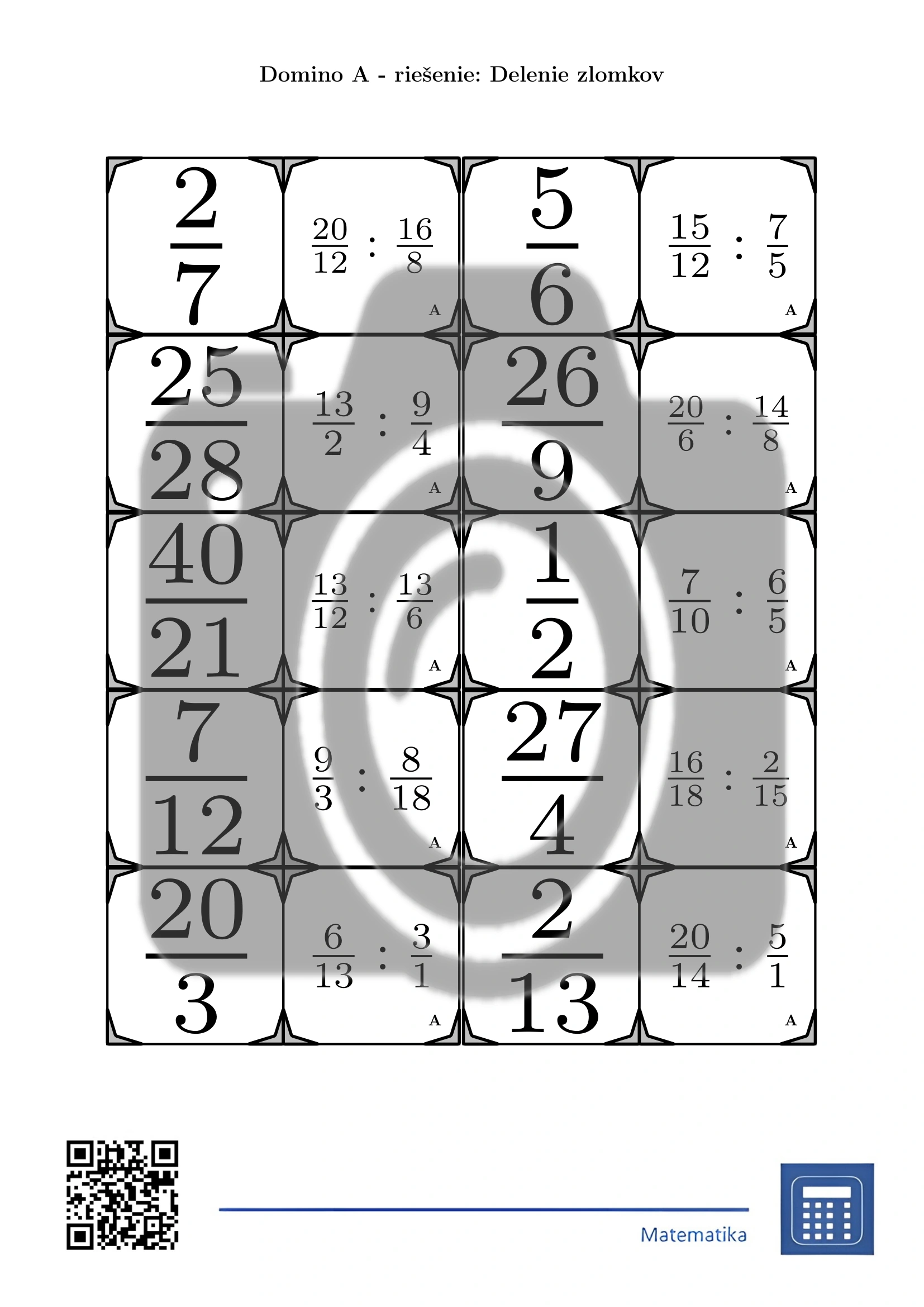 Domino: Delenie zlomkov – Obrázok 4