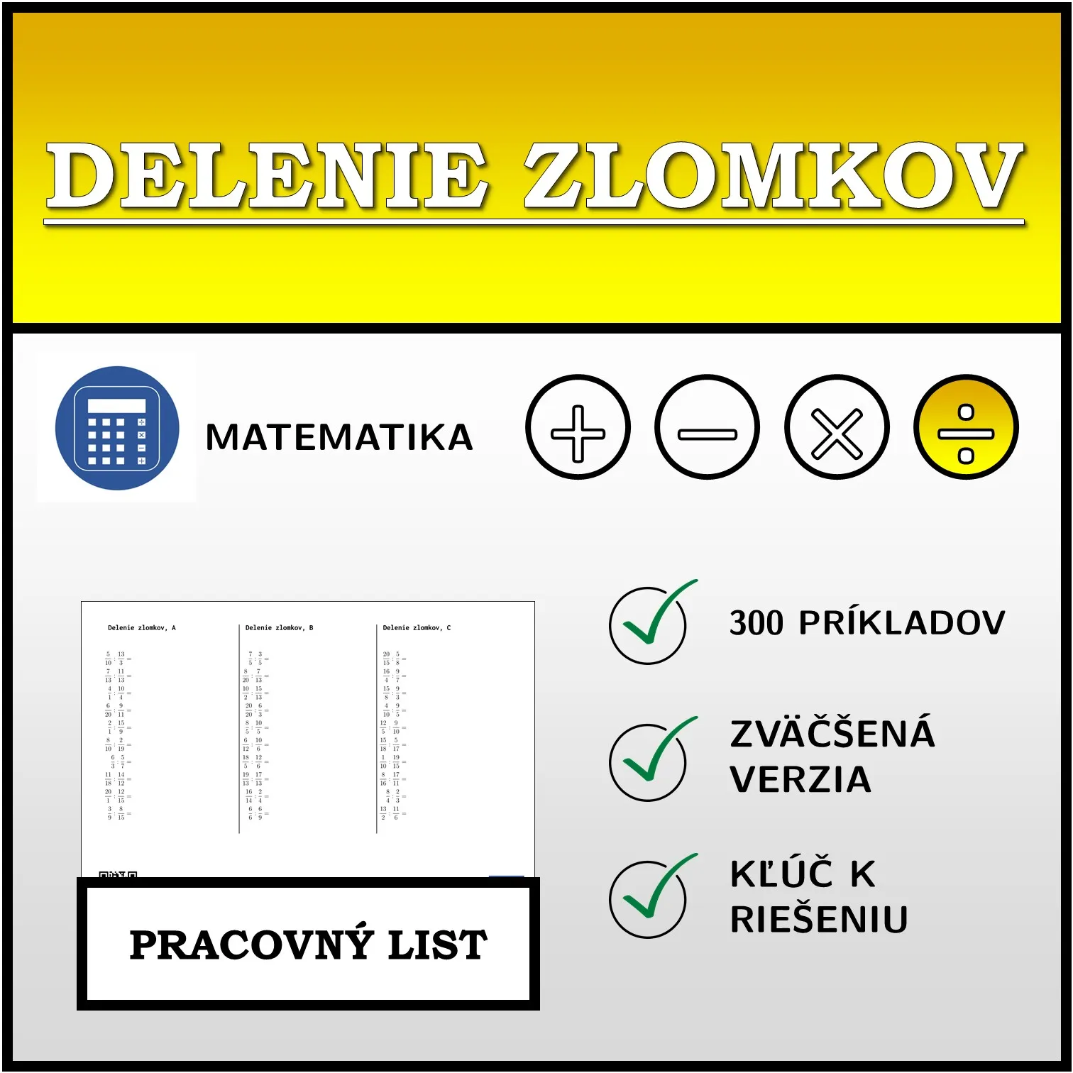 Pracovný list: Delenie zlomkov