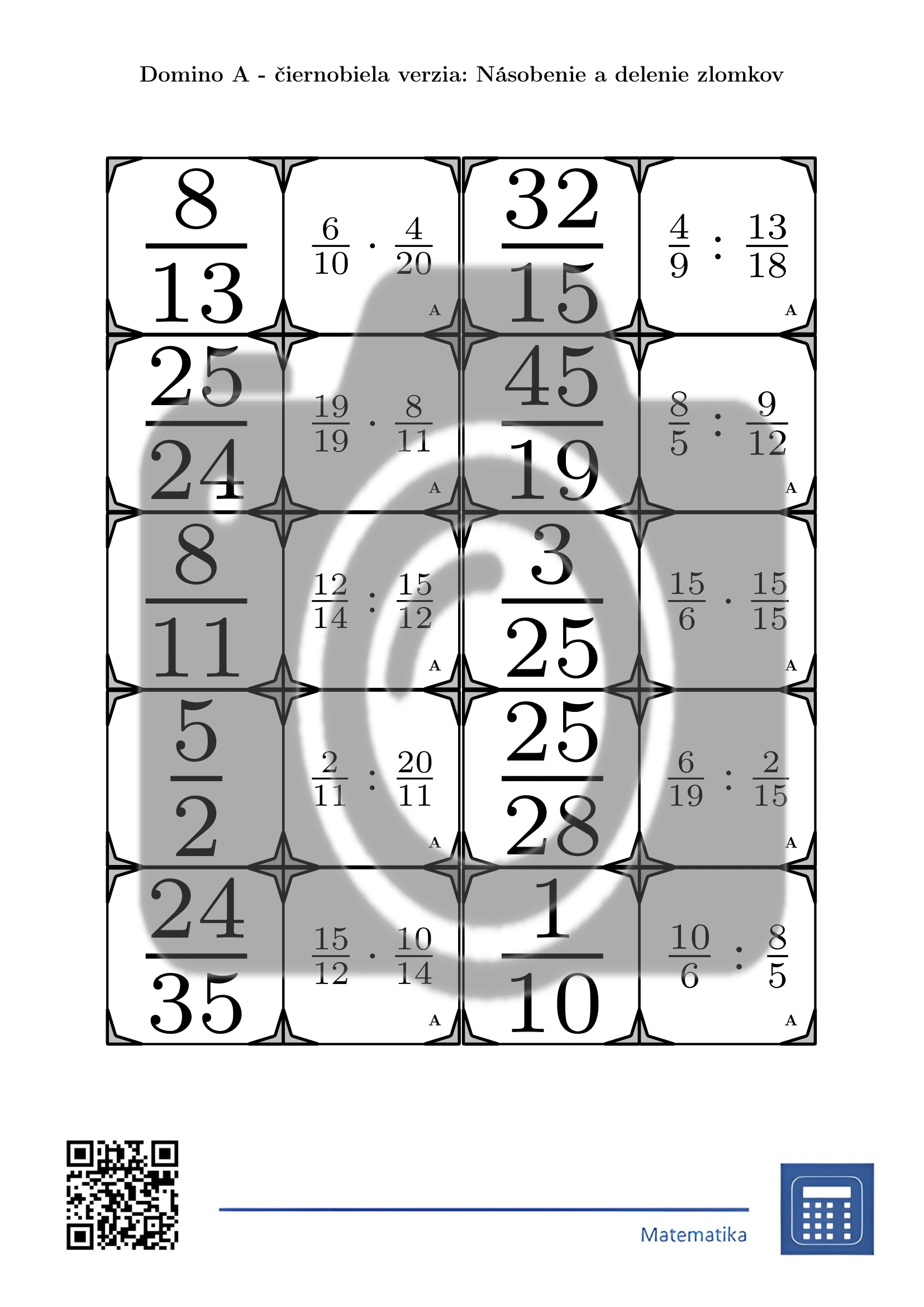 Domino: Násobenie a delenie zlomkov – Obrázok 3