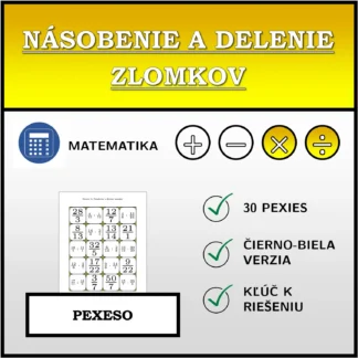 Pexeso: Násobenie a delenie zlomkov