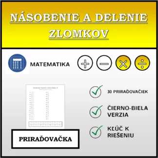 Priraďovačka: Násobenie a delenie zlomkov
