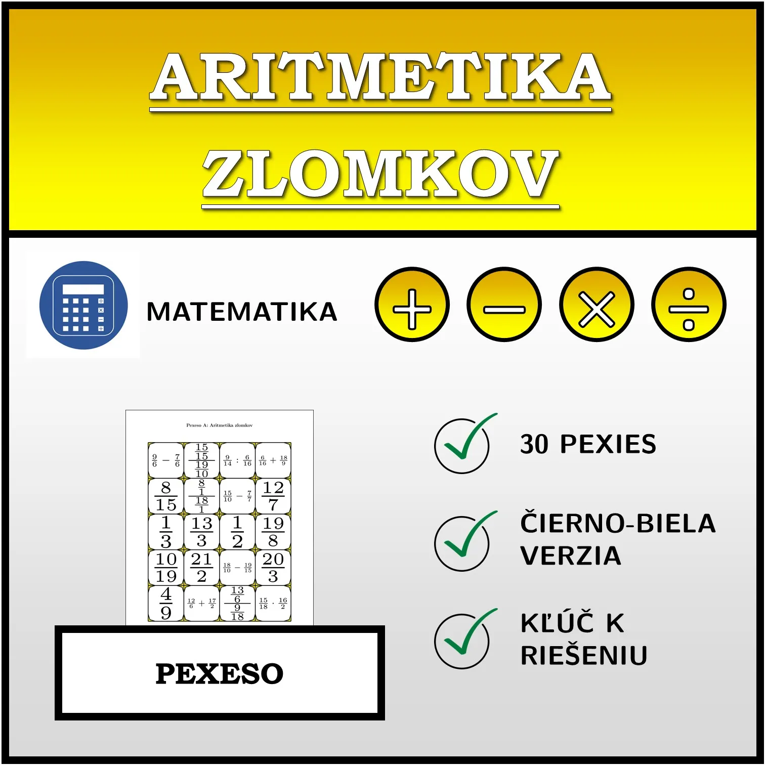 Pexeso: Aritmetika zlomkov
