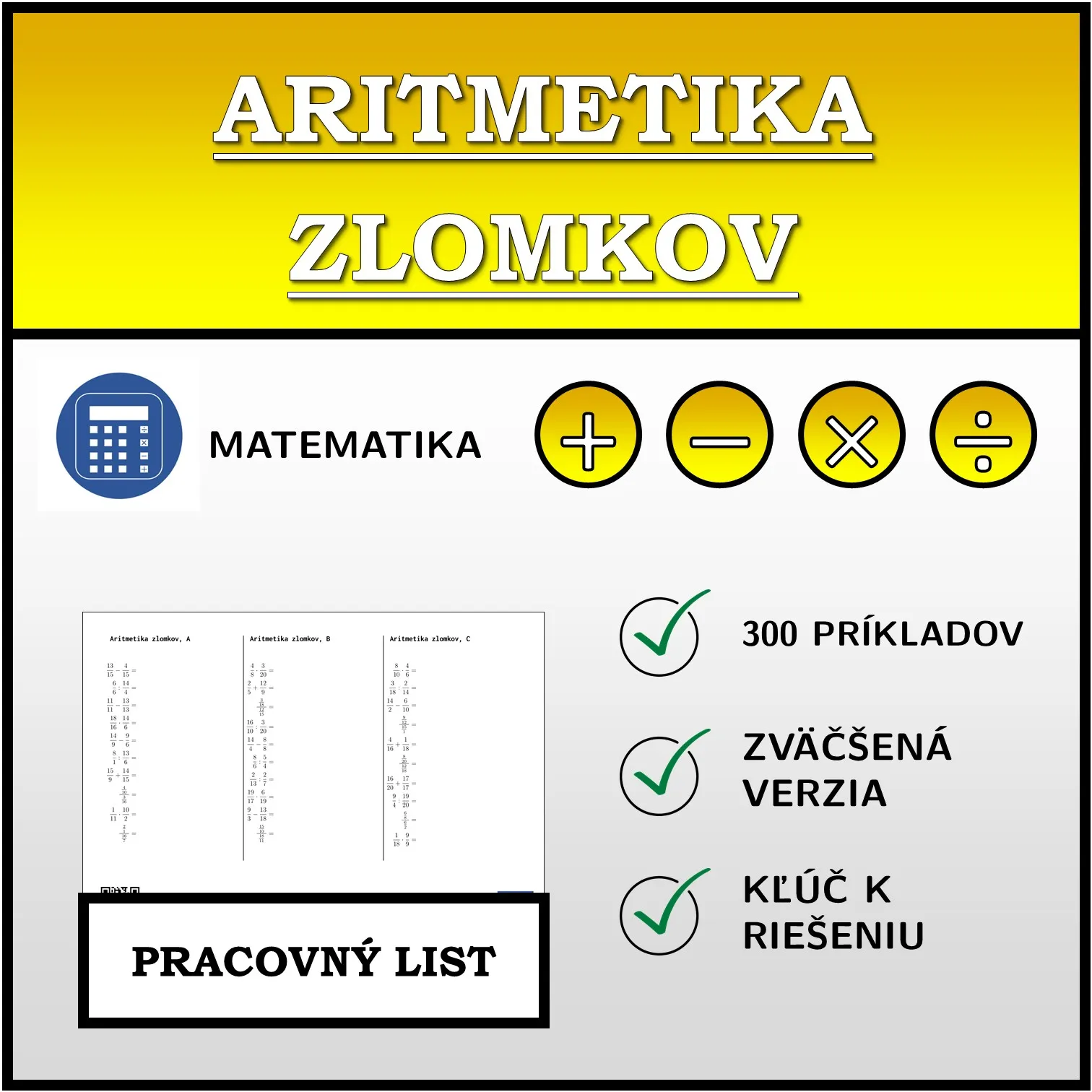 Pracovný list: Aritmetika zlomkov