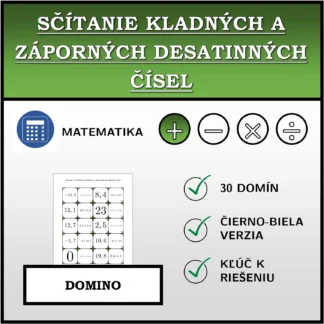 Domino: Sčítanie kladných a záporných desatinných čísel