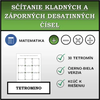 Tetromino: Sčítanie kladných a záporných desatinných čísel