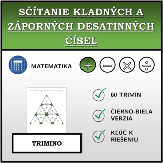 Trimino: Sčítanie kladných a záporných desatinných čísel
