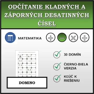 Domino: Odčítanie kladných a záporných desatinných čísel