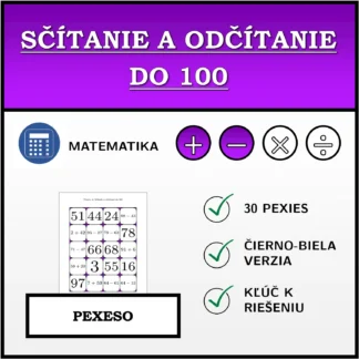 Pexeso: Sčítanie a odčítanie do 100