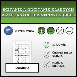Domino: Sčítanie a odčítanie kladných a záporných desatinných čísel